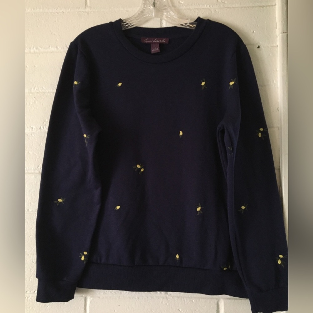 Gloria Vanderbilt | Navy Sweatshirt with Lemon Yellow Florals Embroidery πβ¨πππ± - Picture 16 of 16